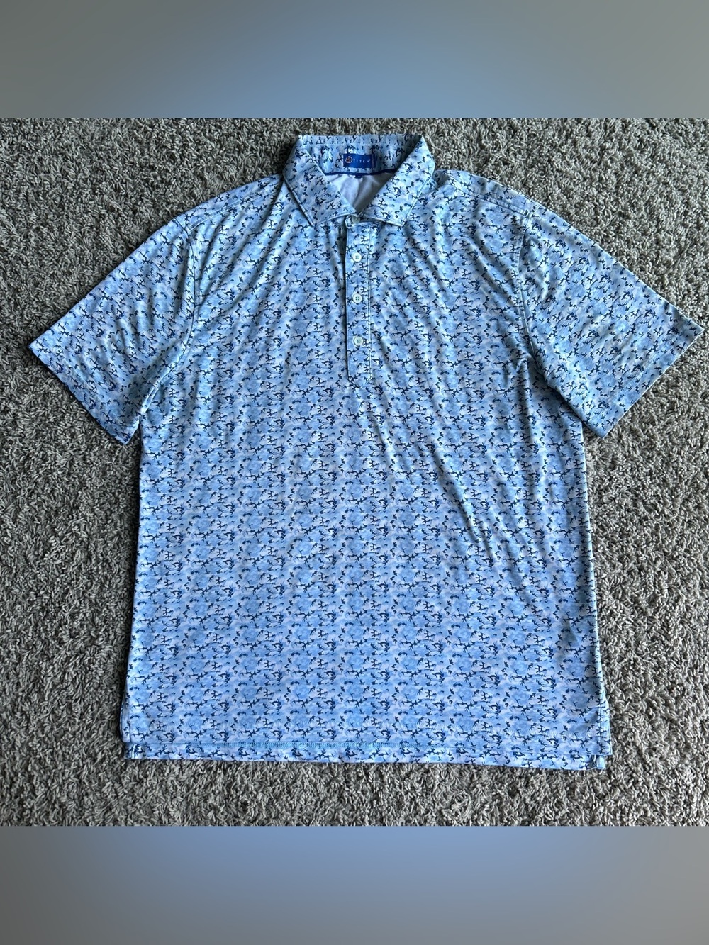 Stitch Golf Polo Mens Medium Blue Novelty Abstract 4Way StretchPerformance Shirt